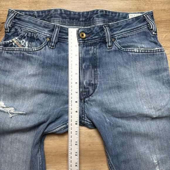 Diesel Jeans Men 31x34 Kander Slim Taper Leg Italy Ripped Zip Back Pockets 008TA - Picture 10 of 13